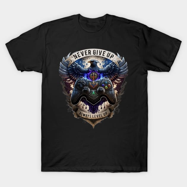 Never give up, always level up! T-Shirt by Zane Geekopia